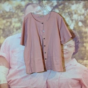 Petal Pink button up blouse with front pockets